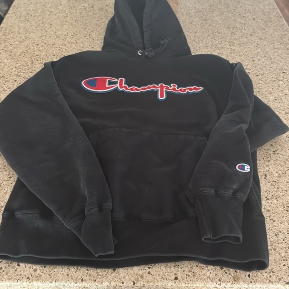 CHAMPION Men's Reverse Weave Pullover Hoodie Script Logo Black Medium - Picture 2 of 9